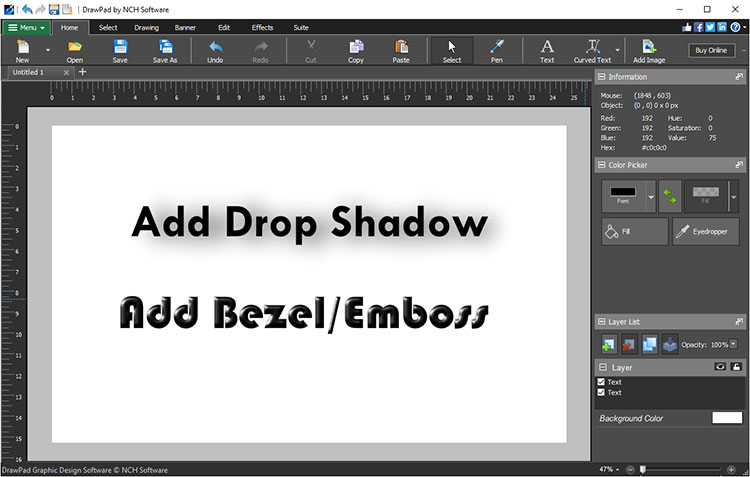 DrawPad 文字效果